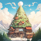 Sapin traditionnel avec maisons de No&euml;l